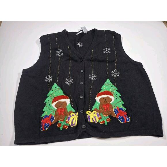 Vintage Women’s Bobbie Brooks Christmas Sweater Vest 28W 26W - Picture 1 of 5